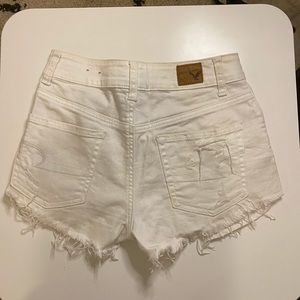 AE destroyed white high waisted shorts